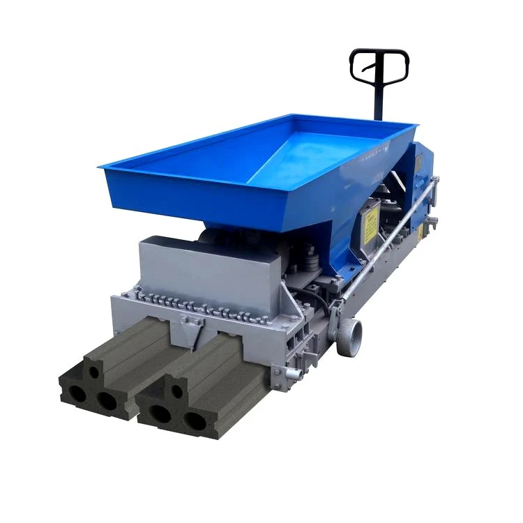 Semi-automatic concrete partition panel forming machine with mesh feed and mould on board